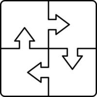 Illustration of Square Puzzle Icon in Black Outline. vector