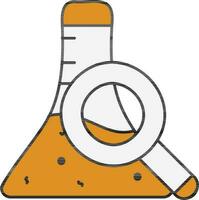 Yellow And White Search Virus Flask Icon. vector