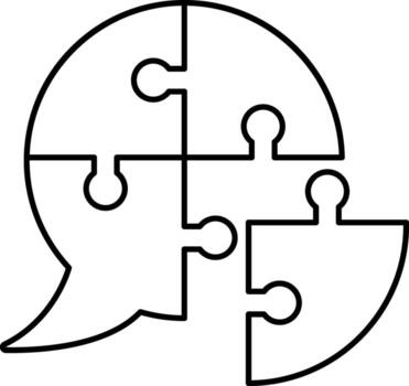 Isolated Speech Bubble Made of Puzzle Icon in Black Color Outline. vector