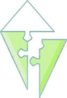 aislado geométrico conformado rompecabezas icono en blanco y verde color. vector