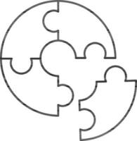 Vector Illustration of Circle Puzzle Icon in Line Art.