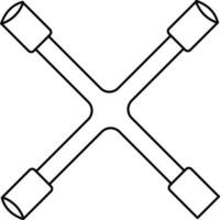 Linear Style Lug Wrench Icon Or Symbol. vector