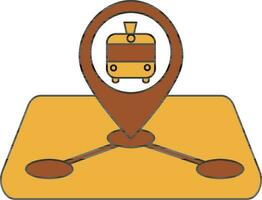 Train Route Location Icon In Brown And Yellow Color. vector