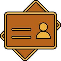 ID Card Icon In Brown And Yellow Color. vector