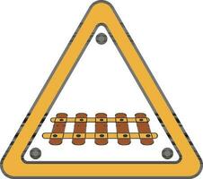 Crossing Railroad Barrier Icon In Brown And Yellow Color. vector