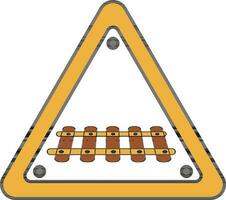 Crossing Railroad Barrier Icon In Brown And Yellow Color. vector