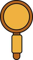 Magnifying Glass Icon In Brown And Yellow Color. vector