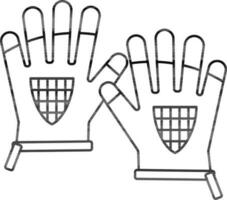 Stroke Style Sports Gloves Icon Or Symbol. vector