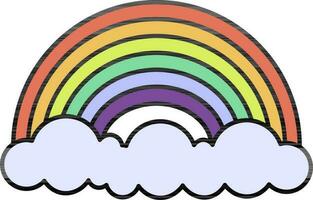 Rainbow And Clouds Icon In Flat Style. vector