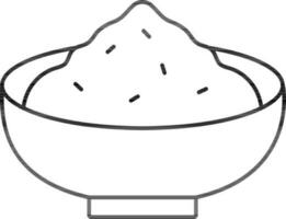 Rice Bowl Icon In Line Art. vector