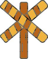 Railroad Crossing Icon In Brown And Yellow Color. vector