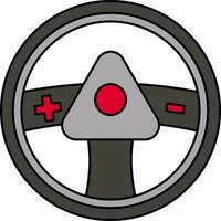 Illustration Of Steering Wheel Icon In Red And Gray Color. vector