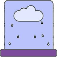 lluvioso ventana icono en azul y púrpura color. vector