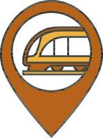 Railway Location Pin Icon In Flat Style. vector