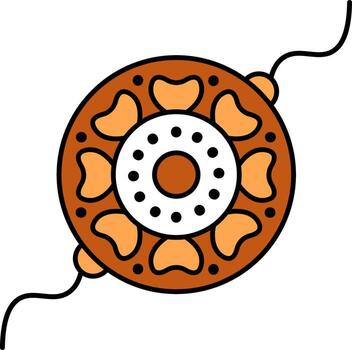 marrón y blanco floral rakhi icono en plano estilo. vector