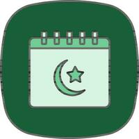 Muslim Calendar Icon On Green Background. vector