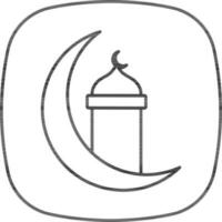 Minaret Icon In Black Line Art. vector