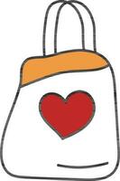 Flat Style Carry Bag Icon In White And Orange Color. vector