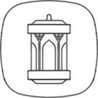 Black Outline Arabic Lantern Icon On White Back Ground. vector