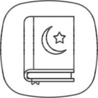 Quran Book Icon In Black Line Art. vector