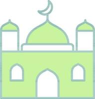 Mosque Icon In Green And White Color. vector