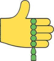 Green And Yellow Hand With Tasbih Icon Or Symbol. vector
