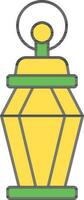 Arabic Lantern Icon Or Symbol In Green And Yellow Color. vector