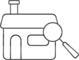 Search House Line Art Icon in Flat Style. vector