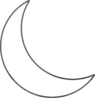 Linear Style Crescent Moon Icon Or Symbol. vector