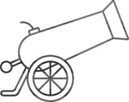 Isolated Cannon Gun Icon In Thin Line Art. vector