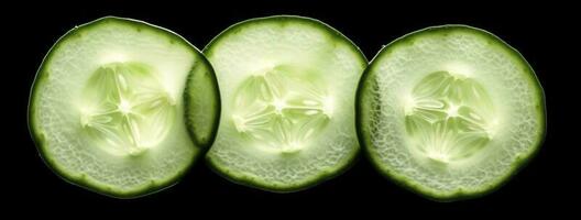 Sliced cucumber isolated on white background with clipping path and full depth of field, Top view. Flat lay, generate ai photo