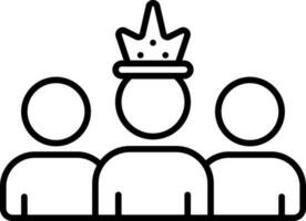 One Man Wearing Crown Icon In Linear Style. vector