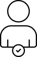 Confirm Or Select User Icon In Black Line Art. vector