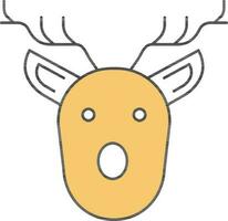 Flat Style Reindeer Face Icon In Yellow And White Color. vector