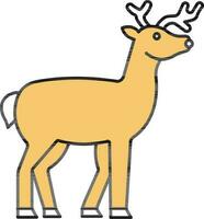 Flat Style Reindeer Icon In Yellow And White Color. vector