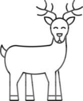 Isolated Reindeer Icon In Black Line Art. vector