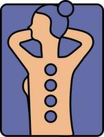Female Receive Stone Massage Icon In Blue And Orange Color. vector