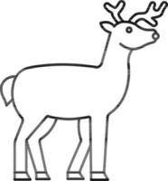 Flat Style Reindeer Icon In Black Outline. vector