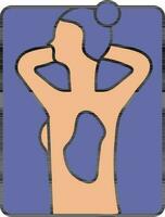 Female Back Massage Icon In Blue And Orange Color. vector