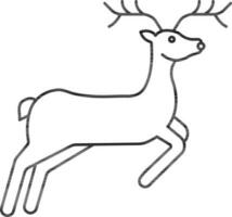 Flat Style Reindeer Icon In Thin Line Art. vector