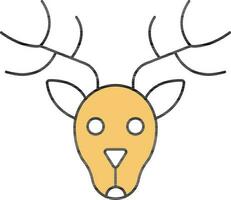 Reindeer Face Icon In Yellow And White Color. vector