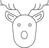 Reindeer Face Icon In Black Outline. vector