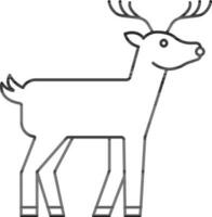 Reindeer Icon In Black Line Art. vector