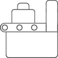 Briefcase Checking Conveyor Belt Icon In Black Outline. vector