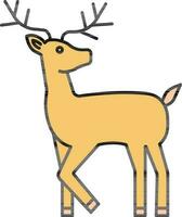 Flat Style Reindeer Icon In Yellow Color. vector