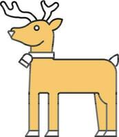 Yellow And White Color Reindeer Icon In Flat Style. vector