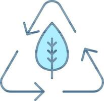 Leaf Recycle Icon In Blue Color. vector