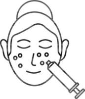 Face Pimple Treatment Icon In Stroke Style. vector