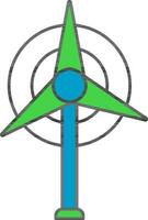 Green And Blue Windmill Icon in Flat Style. vector