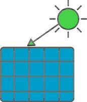 Solar Panel With Sun Rays Blue And Green Icon. vector